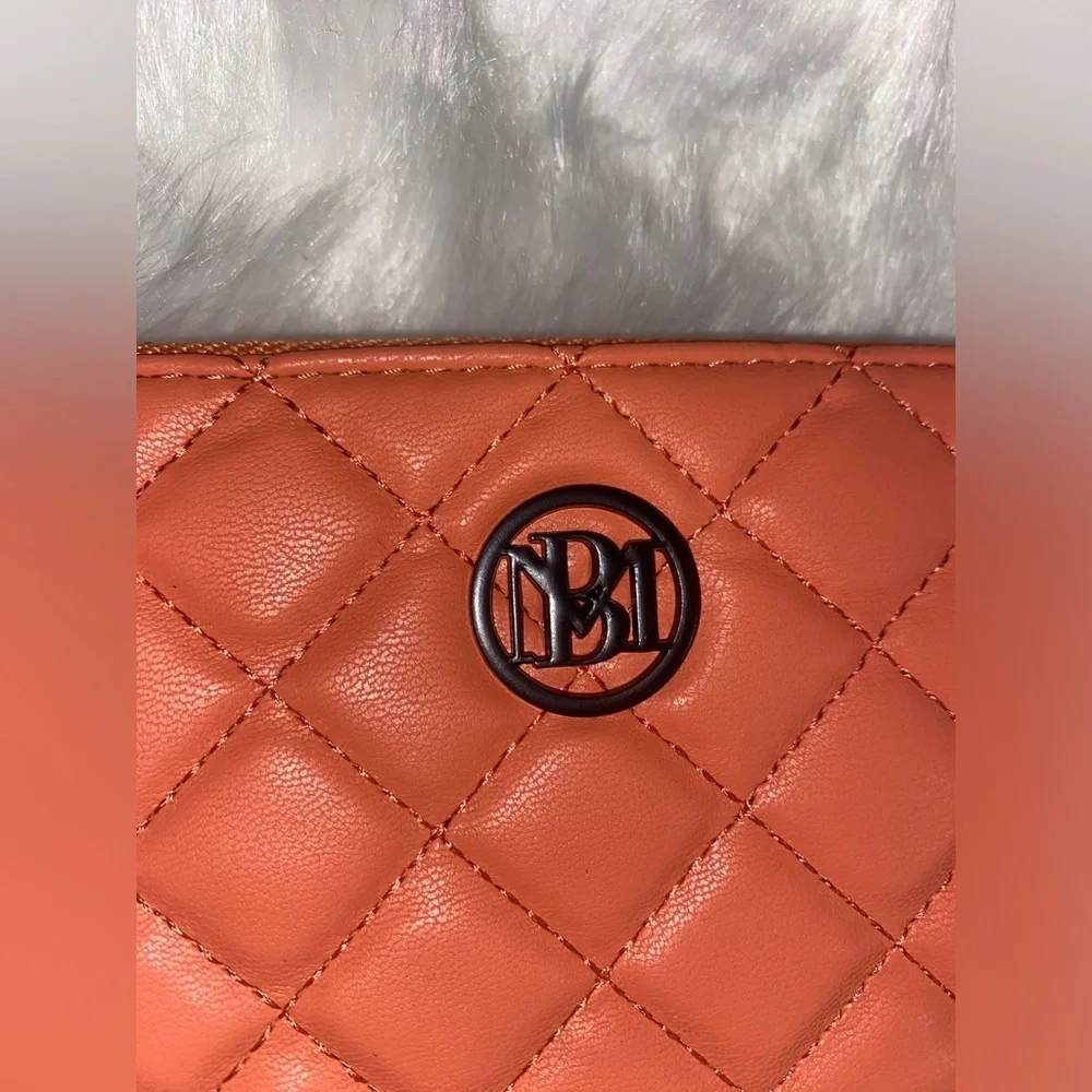 BADGLEY MISCHKA | Diamond Quilted Pattern Vegan Leather Clutch | Orange